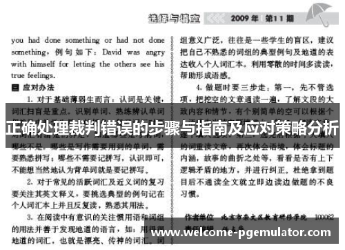 正确处理裁判错误的步骤与指南及应对策略分析